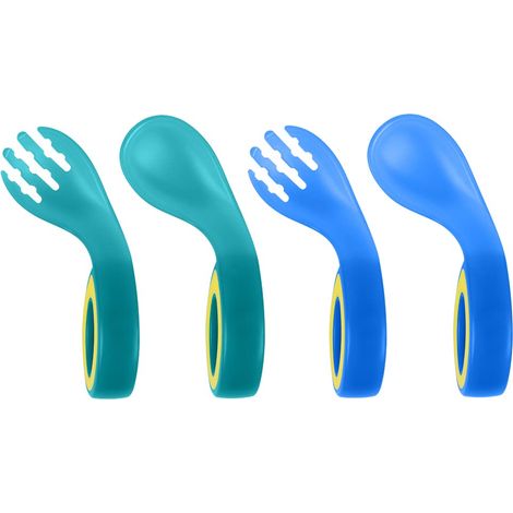 4 pièces Capteur de chaleur Spoon bébé, BPA libre, cuillère bébé avec poignée ronde, cuillère d'alimentation, bleu + vert (1/5)