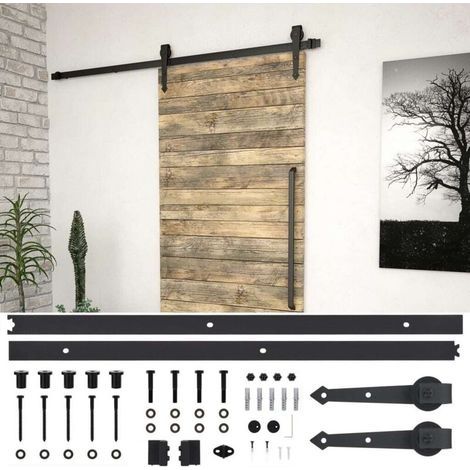Kit de fixation pour porte coulissante 200 cm Acier Noir (1/4)