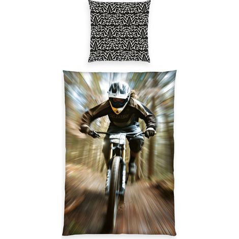 Ensemble de literie, VTT, taie d'oreiller 80 x 80 cm, Housse de Couette 135 x 200 cm, avec Fermeture éclair, 100% Polyester/Microfibre (1/5)