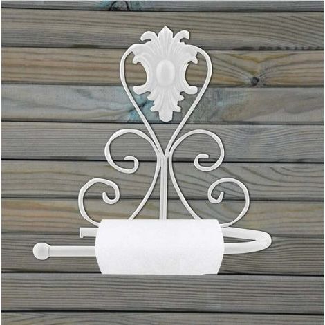 Portarrollos de papel higiénico, soporte de pared vintage para rollo de papel higiénico, colgador de toallas, soporte para rollo de baño (blanco) (1/4)