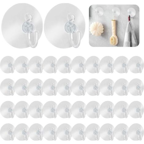 40 crochets à ventouse réutilisables en caoutchouc, sans perçage, pour fenêtres, salle de bain, cuisine. (1/5)