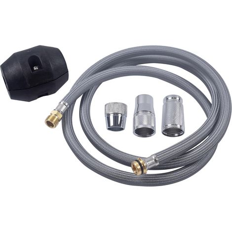 Flexible extensible de 150 cm (59 po) pour robinet de cuisine Grohe 48293000 - Kit complet avec boule lestée et adaptateurs, compatible avec les robinets Grohe K4, K7 et Ladylux. (1/5)