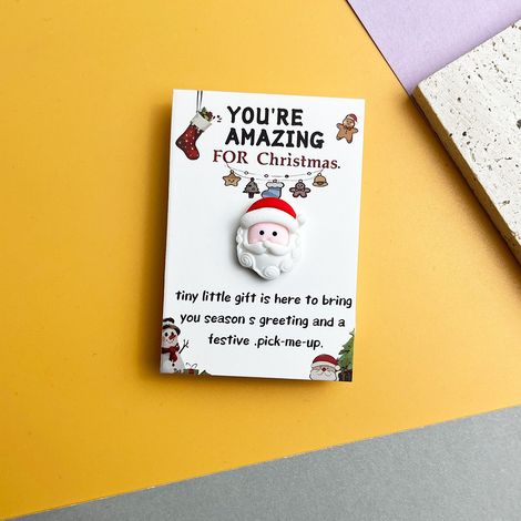 Série Noël - Cartes de vœux de Noël en résine, format poche, avec cadeaux inclus - Père Noël B (10 pièces) --