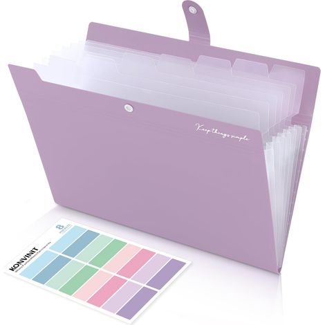 Porte-documents A4, Trieur à 7 compartiments, En plastique, Pour le bureau, l'école, Violet (1/5)