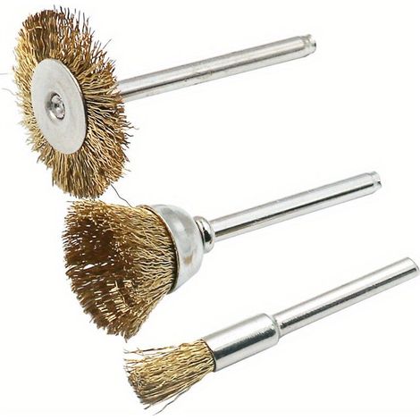 Brosse de Cuivre 3 Pièces pour Meulage Polissage Dérouillage Ébavurage Tige 3mm (1/4)