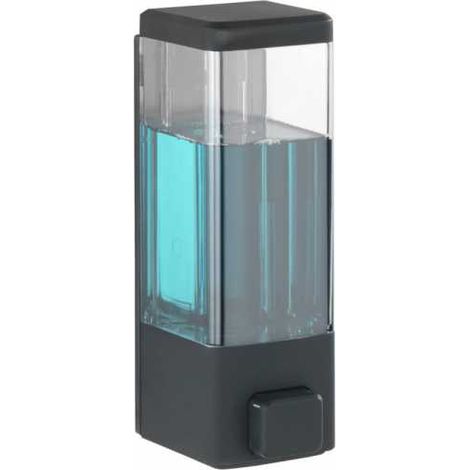 WENKO Distributore di sapone liquido da parete Istres, distributore di gel igienizzante da parete, senza foratura, capacità 320 ml, plastica, 6x18,5x7,5 cm, nero (1/5)