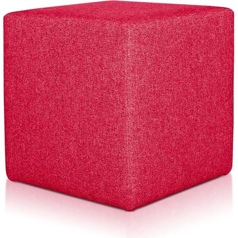 EVERGREENWEB Pouf poggiapiedi 43x43 cm per Divano Sgabello Cubo, tessuto Idrorepellente: Pouf design moderno per soggiorno camera da letto, Puff salotto, Pouffe Rubino ROSSO (1/4)