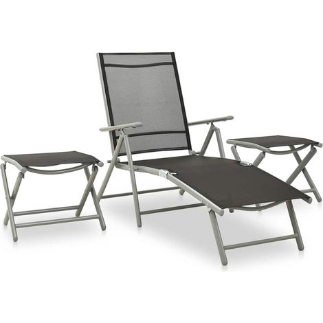 vidaXL Set de muebles de jardín 3 piezas textilene aluminio plateado (1/5)