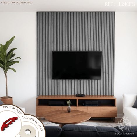 Kit tasseaux adhésif frêne gris - Gabarit de pose offert - Surface de 2,4 M2 - Panneau tasseau sur-mesure (1/3)