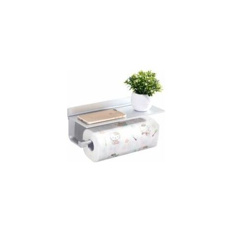 Küchenrollenhalter, Küchenrollenhalter mit Ablagefach, selbstklebendes Aluminiumregal ohne Nägel, für Bad und Küche (1/5)