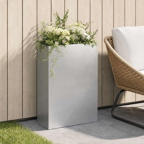 vidaXL Macetero de Jardín Plateado 40 x 20 x 75 cm Acero inoxidable (1/5)