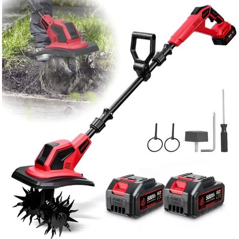 Motoculteur électrique sans fil, ameublisseur de sol pour jardin, 4000W/36000RPM, livré avec 2 batteries, convient au travail du sol. (1/5)
