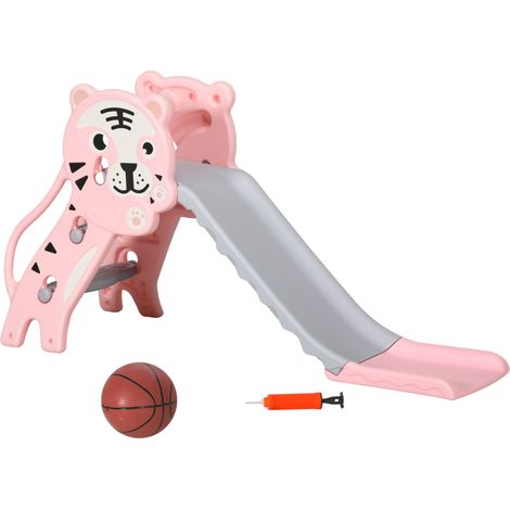 Toboggan enfant tigre avec panier rose 18-36 mois