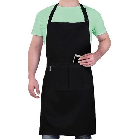 Tablier de cuisine femme, Étanche avec 2 Poches, Tablier cuisine homme Réglable avec de Longues Lanières, Professionnel Tabliers Homme Femme, (1/4)