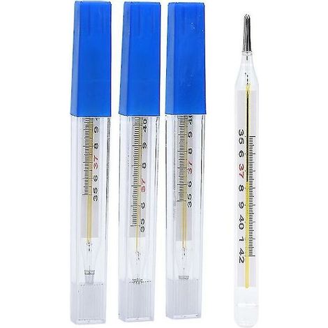 Lot de 2 thermomètres médicaux en verre au mercure pour mesurer la température corporelle, 12,5 x 1,3 cm, transparent (1/5)