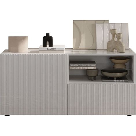 Mobile TV SCENA – L121 x H57 x P42 cm – Bianco lucido lacato (1/4)