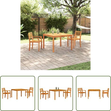 Holz Tisch - Garten Essgruppe 3 pcs Braun Massivholz Akazie (1/5)