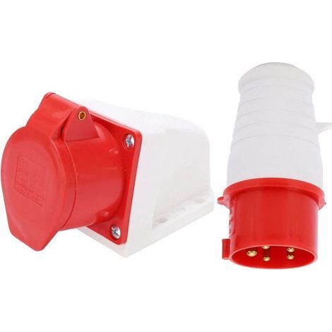 -Prise Triphasée 5 Broches Prise Femelle Industrielle et Prise Mâle Industrielle 16A 3 P + N + T pour Rallonge Electrique, Camping Car Usage Intérieur et Exterieur- (1/4)