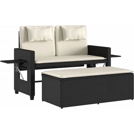 Maison Exclusive - Gartenbank Verstellbar mit Kissen Schwarz Poly