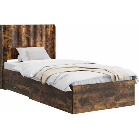 Bed Frame with Storage and Headboard Smoked Oak 75 x 190 cm vidaXL (1/5)