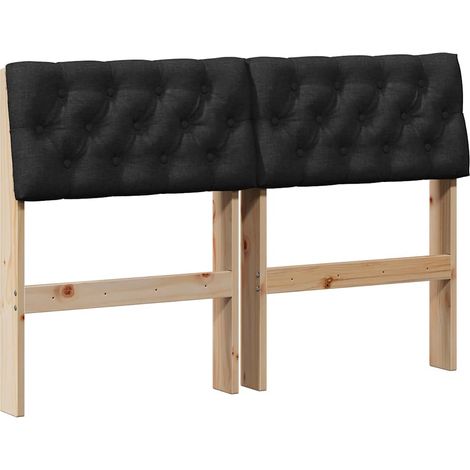 Gepolstertes Kopfteil Schwarz 120 cm Massives Kiefernholz vidaXL
