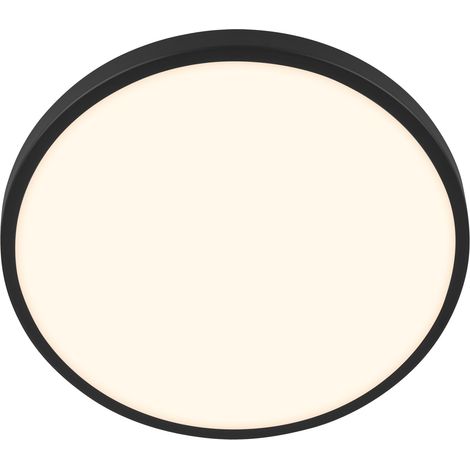 Plafonnier LED avec cache décoratif, lumière blanche chaude, 17,5 W, 2400 lm, ampoule LED, plafonnier, lampe de salon, lampe de cuisine, éclairage de plafond, couloir, 33 x 6 cm, noir (1/5)