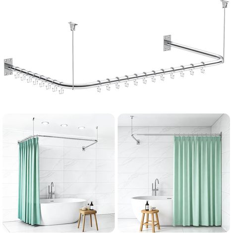Tringle à rideau de douche en forme de U/L, [75-78] × [150-190] × [75-78]CM (1/5)