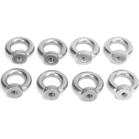 Lot de 8 écrous à œil en acier inoxydable pour outils de levage extérieurs destinés à l'industrie maritime, aux yachts, aux bateaux à moteur et aux navires d'assaut (charge maximale : 140 kg). M8 (1/5)
