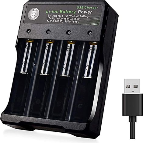 Chargeur De Batteries 18650 - 4 Emplacements - Charge Indépendante Par Slot - Arrêt Automatique - Alimentation USB - Compact Et Portable
