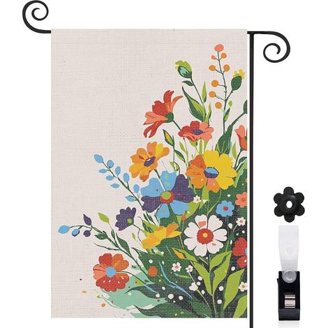 Drapeau de jardin vertical décoration pour maison de campagne toile lavable double face 30 x 45 cm pour cour maison terrasse (1/5)