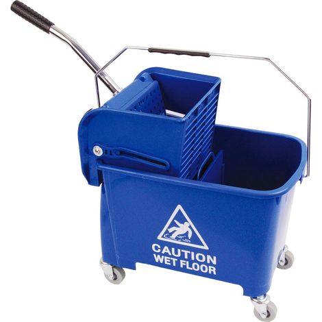 20L Blue Kentucky Mop Dual-Bucket & Wringer System With Durable Wheels & Carrying Handle