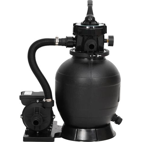 vidaXL Filtro de arena para piscinas con válvula de 6 vías negro (1/2)