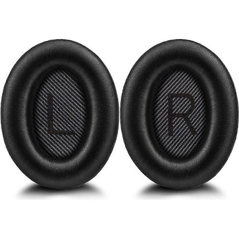 Coussinets d'oreille de rechange pour casque Bose QuietComfort 35 (QC35 II), coussinets d'oreille de rechange en cuir protéiné souple (ensemble noir)