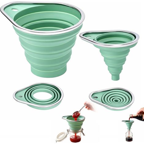 Entonnoir Silicone Pliable Entonnoir Confiture Pliable avec Bord Métallique (1/5)