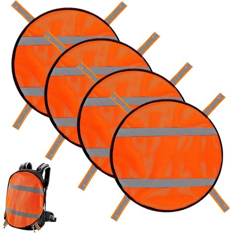 Panneaux De Sécurité Orange - Panneau de Sécurité en Maille avec Bandes Réfléchissantes,4 Pièces Légeres Pour Randonnée Camping Vélo Voyage (1/5)