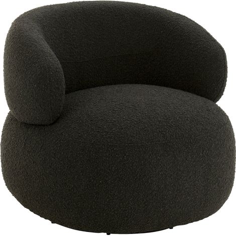 Fauteuil pivotant rond en mousse noir design contemporain - Noir profond texturé (1/5)