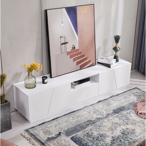 credenza mobile TV 170 cm bianca design geometrico OKMYHOME (1/5)