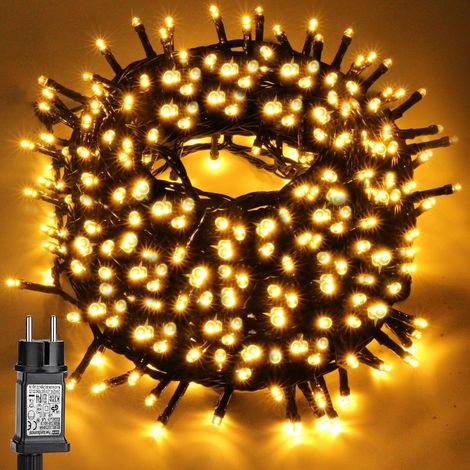 1 guirlande lumineuse, 55m, 500 led, 8 modes, étanche ip44, blanc chaud, intérieur extérieur