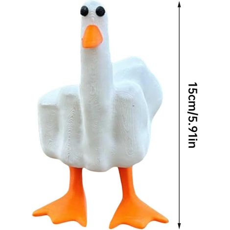1 Statue Canard Résine Geste Majeur Humour Décoration Jardin Bureau Étagère (1/5)