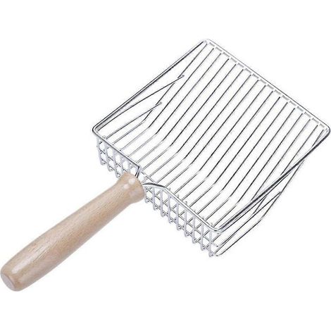 Pelle à litière pour chat, pelle à litière en métal avec manche en bois, pelle à litière pour chat, pelle à litière pour chien, 28 cm (1/5)