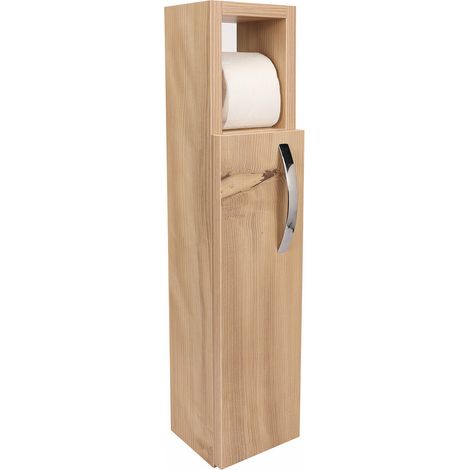 Meuble support pour papier toilette en bois "Star" - 15 x 12 x 65 cm - Marron