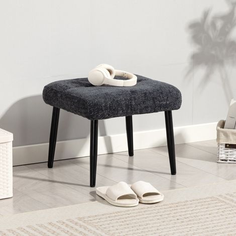 Pouf repose-pieds en chenille, 45 x 41 x 38 cm, gris foncé DESVIAE (1/5)