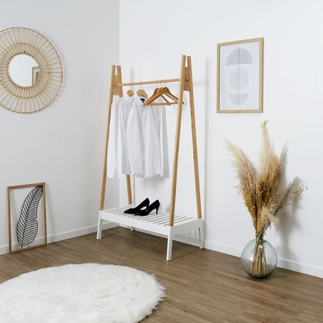 Portant à Vêtements - HOME DECO FACTORY - Bicolore - Graphique - Beige et Blanc (1/4)
