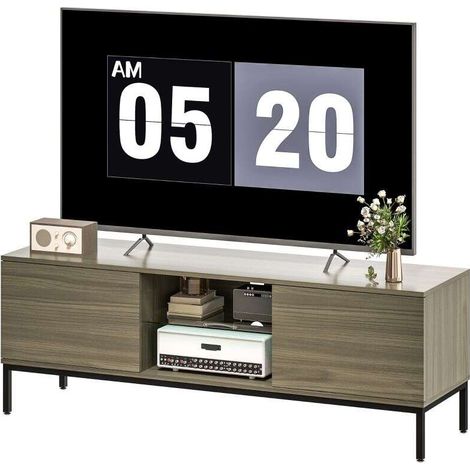 Mobile porta TV 140x40x49,5 cm - Compatibile con televisori fino a 60 pollici, con 2 ante e ripiano in vetro regolabile.
