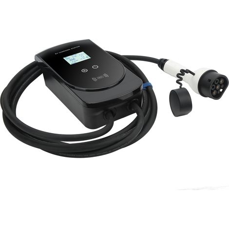 Borne murale de recharge pour véhicule électrique, connecteur Type 2 IEC 62196-2, câble 5m, 220-250V 32A 7kW, écran LCD 7,1cm (1/5)