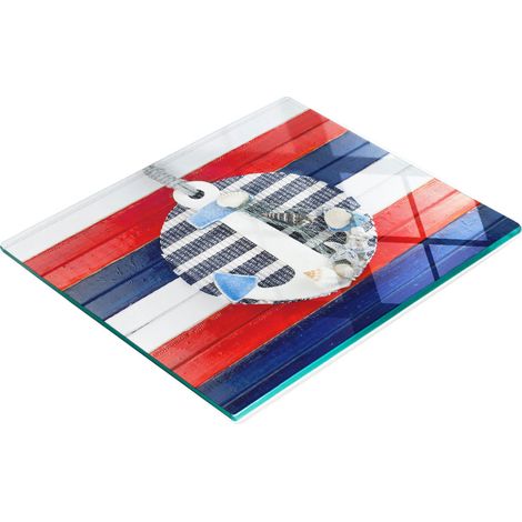 Tabla de cortar de cristal para cocina con gráfico decorativo de ancla, 60x52 cm. (1/5)