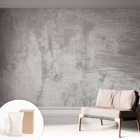 Tapete Vliestapete mit Kleber - trendige Wanddeko - elegant Fototapete für Wohnzimmer - Schlafzimmer Rohbeton 312x219 cm (1/5)