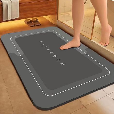 Tapis De Bain - En Terre De Diatomée - Anti-dérapant - Hautement Absorbant - Séchage Rapide - Pour Salle De Bain Douche Baignoire Vasque - 60x40 cm - 1 Pièce (1/5)
