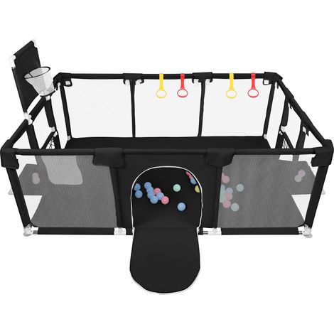 Recinto per bambini, recinto, cancelletto di sicurezza, barriera, recinzione per bambini, centro gioco da giardino,180x120x66cm, nero