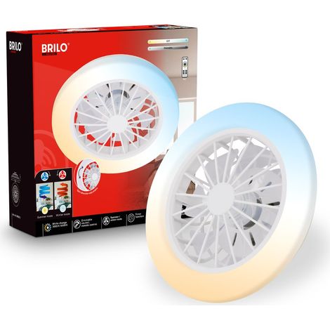 Ventilatore da soffitto con luce telecomando Ø38cm rotondo 24W 2600lm 3000K-6500K da bianco caldo a bianco luce motore DC bianco - Plafoniera camera da letto soggiorno (1/5)